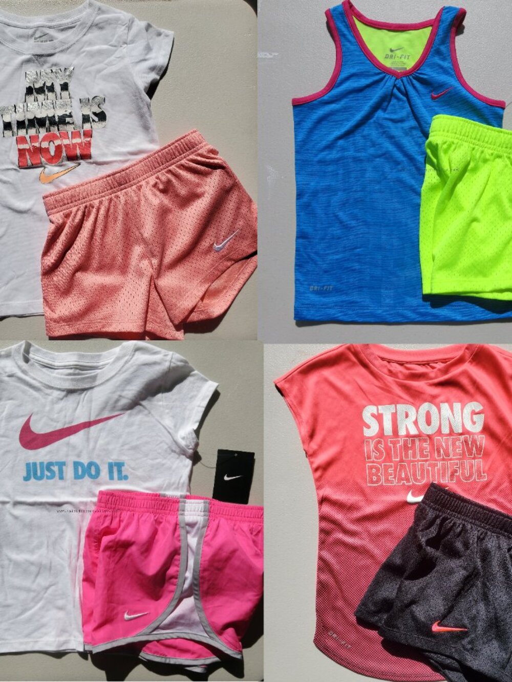 Nike Girls Size 6X Mesh Shorts Running Shorts Tops ~ 4 Outfits ~ New w/ Tag